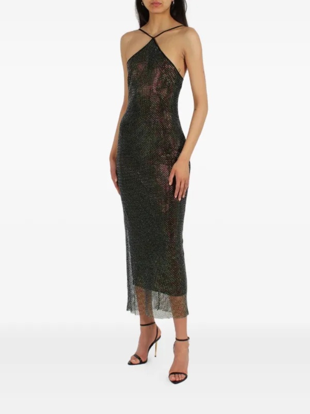 New Arrivals Halter Sparkle Maxi Dress in Black